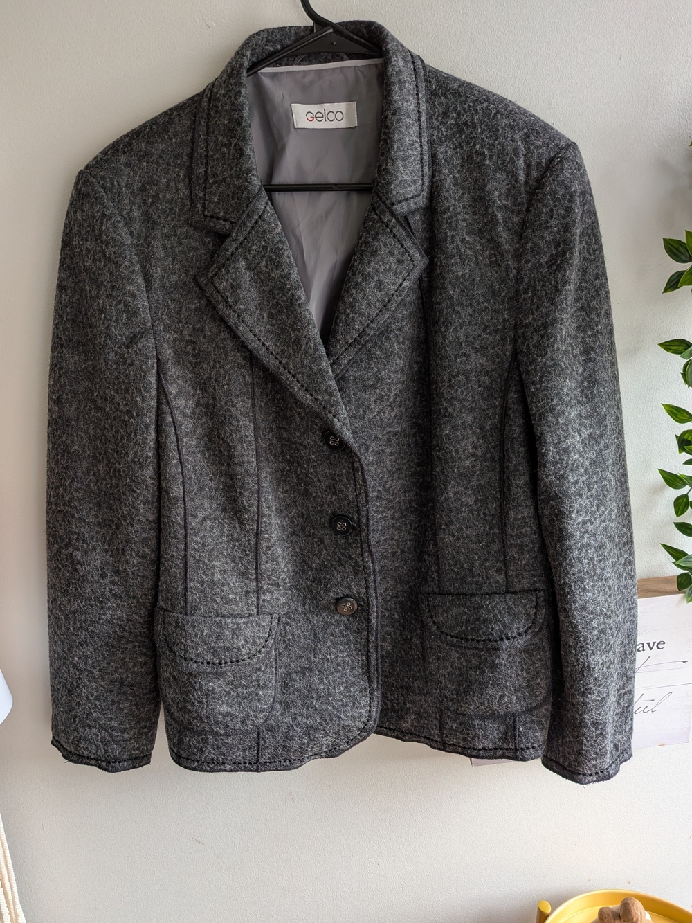 Gelco Vintage Charcoal Gray Wool-Blend Blazer Coat